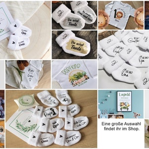 Announce pregnancy, baby sock white, personalized you will be grandma grandpa uncle aunt, sock edge with heart image 6