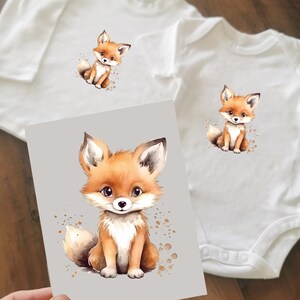 Bügelbild FUCHS FOX Bilder zum aufbügeln auf Stoff, Geschenk Kinder Jungs und Mädchen Aufnäher DTF Transfer Druck Bügelpatches Tier Motiv