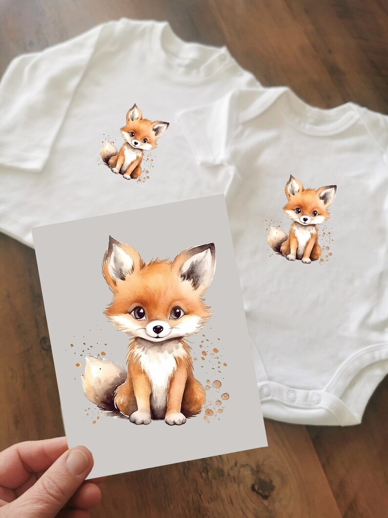 Bügelbild FUCHS FOX Bilder zum aufbügeln auf Stoff, Geschenk Kinder Jungs und Mädchen Aufnäher DTF Transfer Druck Bügelpatches Tier Motiv