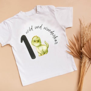 DINO Birthday T-shirt SHORT SLEEVE, 1 2 3 , I&#39;m turning one, Personalizable, one first birthday, handmade, wild and wonderful