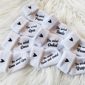 Babysocke zur Schwangerschaftverkündung,   Personalisiert du wirst Oma Opa Onkel Tante Überraschung Liebe im Bauch