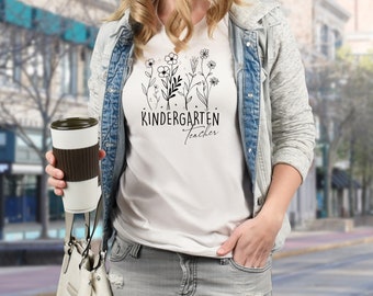 Kindergarten Teacher Shirt, Plant Line Art, Floral Shirt, Line Art Shirt, Minimalist Shirt, Statement