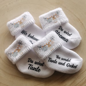 Babysocke zur Schwangerschaftverkündung,Personalisiert du wirst Oma Opa Onkel Tante Überraschung,der Sockenrand ist mit Wäscheleine P339070