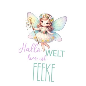 Verzauberte Babybodys mit personalisiertem Feenmotiv, Geschenk zur Geburt Babykleidung Schwangerschaftsverkündung HALLO WELT Bild 4