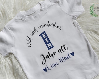 Geburtstagsshirt kurzarm, 1 2 3 , ich werde eins, Personalisierbar, one erster Geburtstag, Handarbeit, wild und wunderbar, Kindergeburtstag