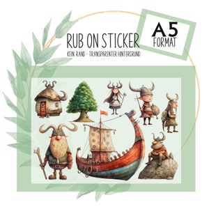 Rub-On Sticker  ohne Rand Tattoo Wickinger Motive auf A5 Bogen  z.B. f. Raysin, Glas, Kunststoff, Holz
