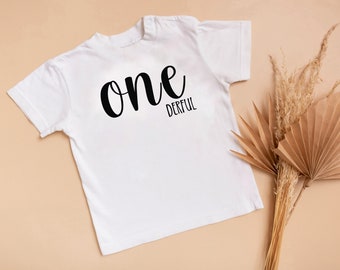 ONE DERFUL Chemise d’anniversaire, T-shirt d’anniversaire, Girl Boy First Birthday, onederful, manches courtes