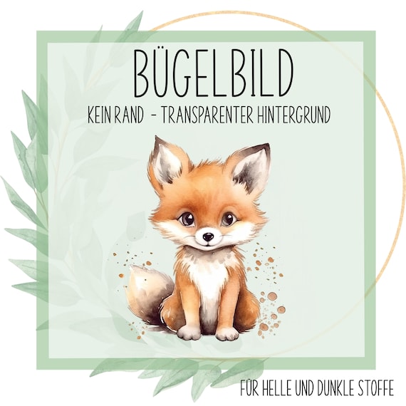 Bügelbild FUCHS FOX Bilder zum aufbügeln auf Stoff, Geschenk Kinder Jungs und Mädchen Aufnäher DTF Transfer Druck Bügelpatches Tier Motiv