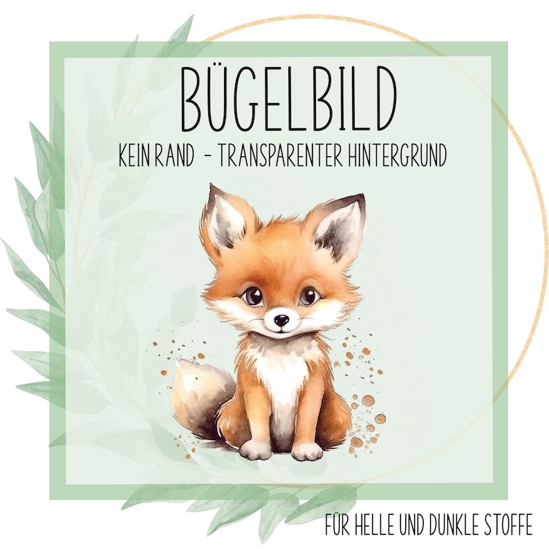 Bügelbild FUCHS FOX Bilder zum aufbügeln auf Stoff, Geschenk Kinder Jungs und Mädchen Aufnäher DTF Transfer Druck Bügelpatches Tier Motiv