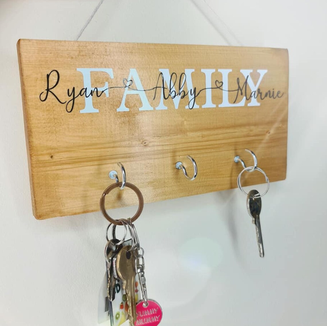 Rustic personalised handmade key hook sign Etsy