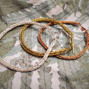 Viking Knit Woven-Wire Bracelets (silver, copper, gold-tone)