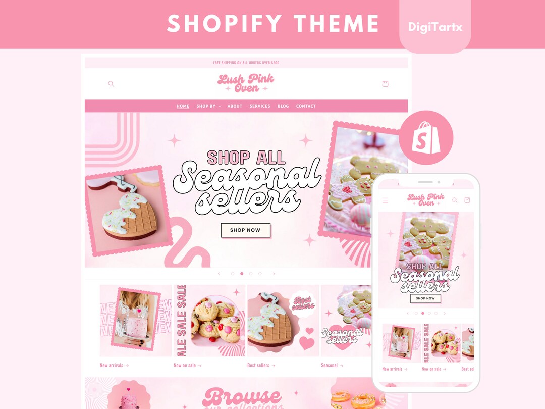 Bakery Shopify Theme, Pink Shopify Theme, Shopify Site, Shopify