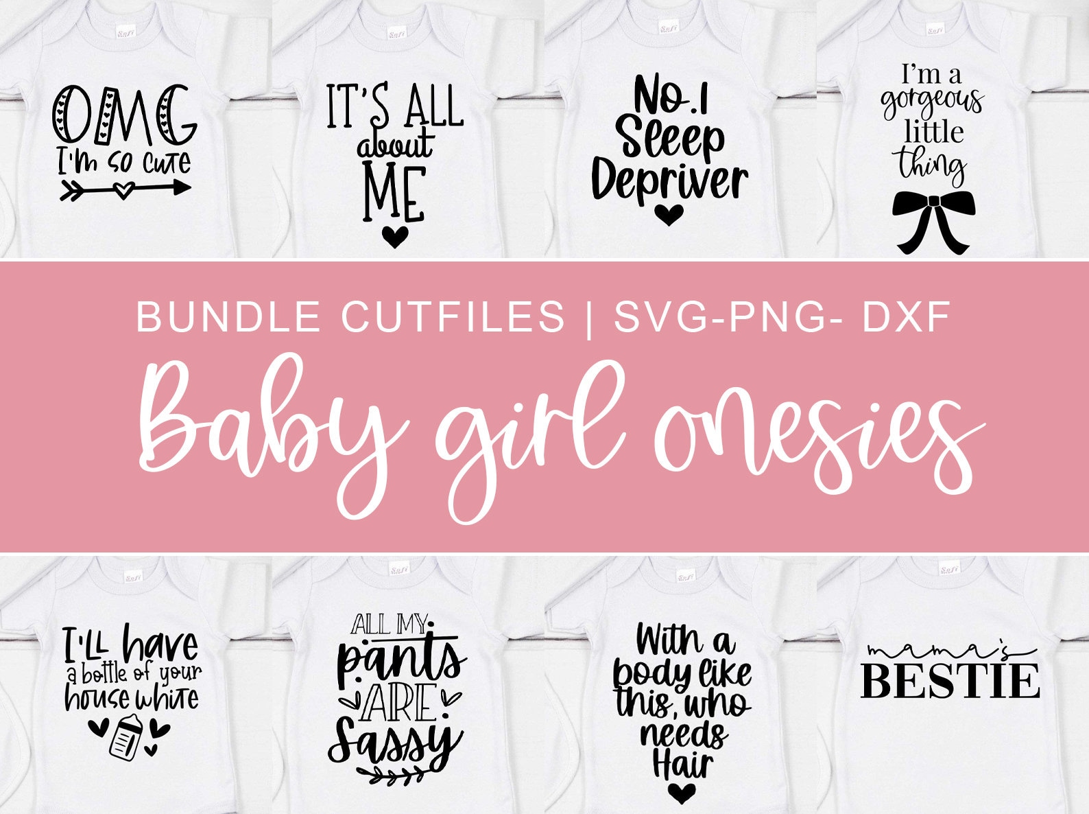 Baby girl onesie svg bundle files dxf png new baby svg Etsy