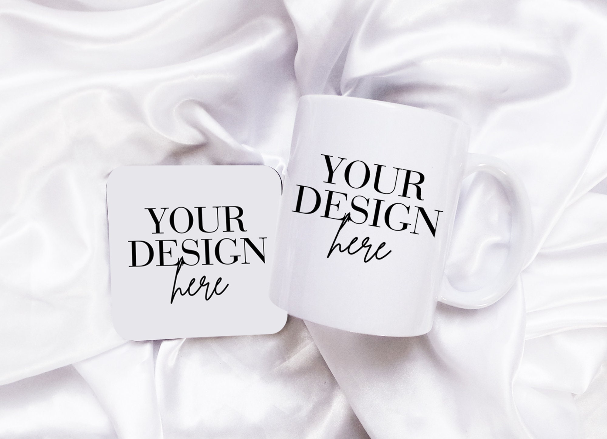 Coaster and Mug Mockup Mockups Blank Coaster White Coaster | Etsy