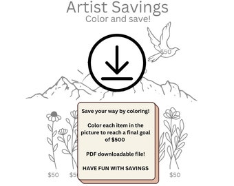 Color and save/ Coloring Savings Challenge / Savings Challenge Printable / 500 Savings Challenge / Create Art and Save