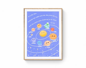 The Solar System | Planets Print | Islamic Print | Children's Islamic Print | Islamic Art | Islamic Educational Art | Islamic Gift | Qur'an