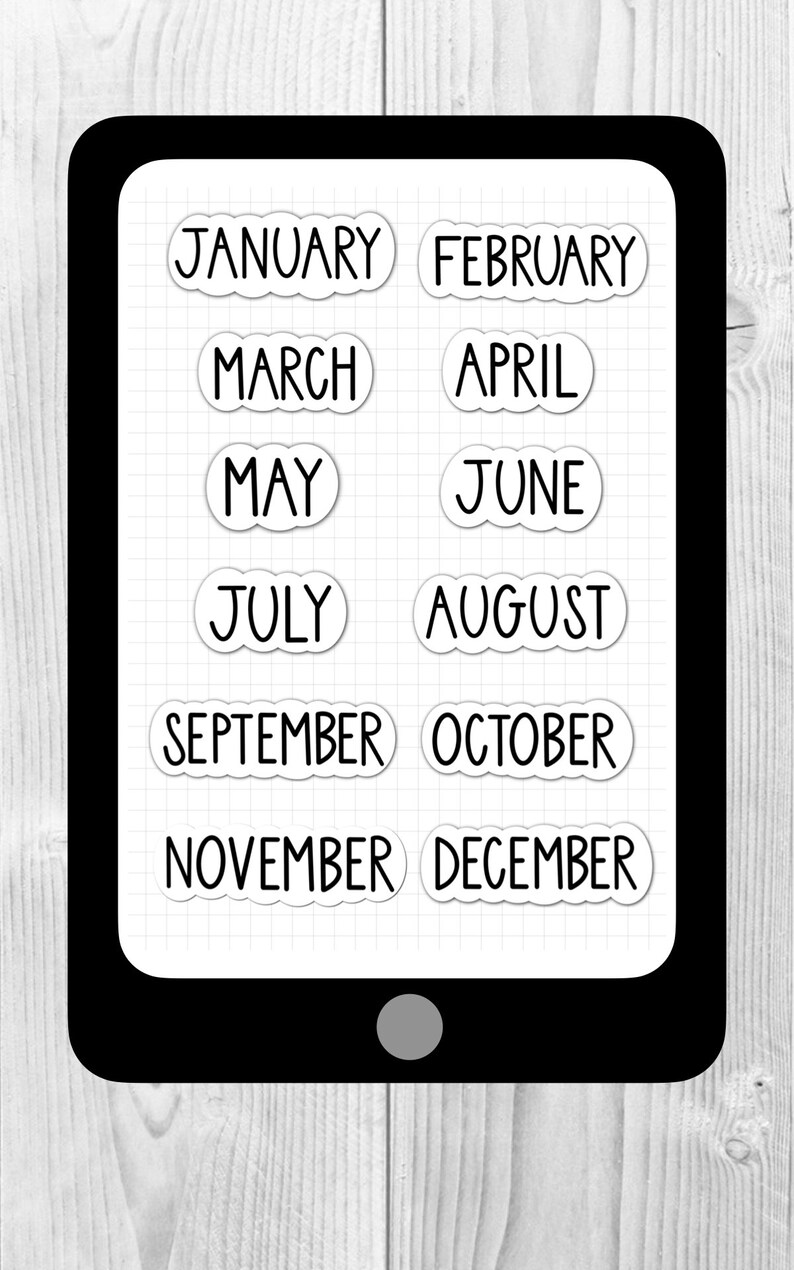 50 Precropped Days, Dates, and Months Sticker Pack for Goodnotes 5 Etsy