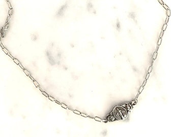 Sterling Miraculous Medal on vintage chain necklace