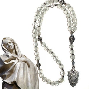 Seven Sorrows Chaplet Rosary Crystal and Recycled Glass Beads
