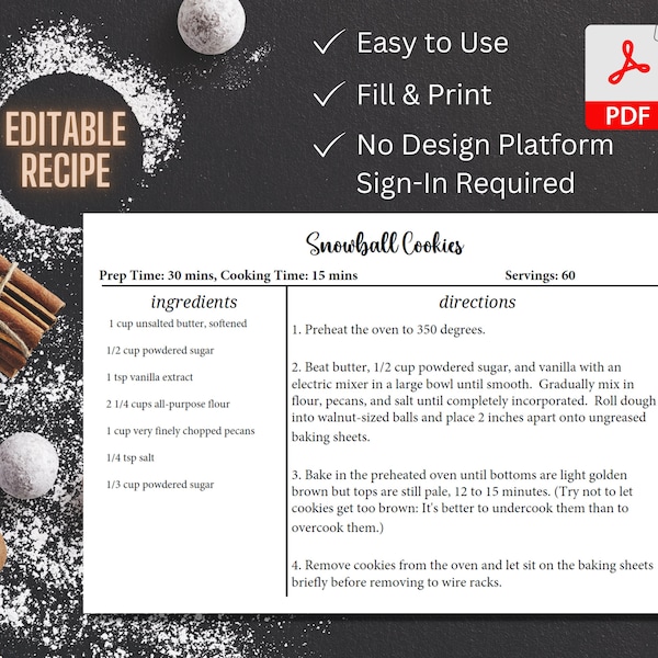 Printable Recipe Cards - Etsy