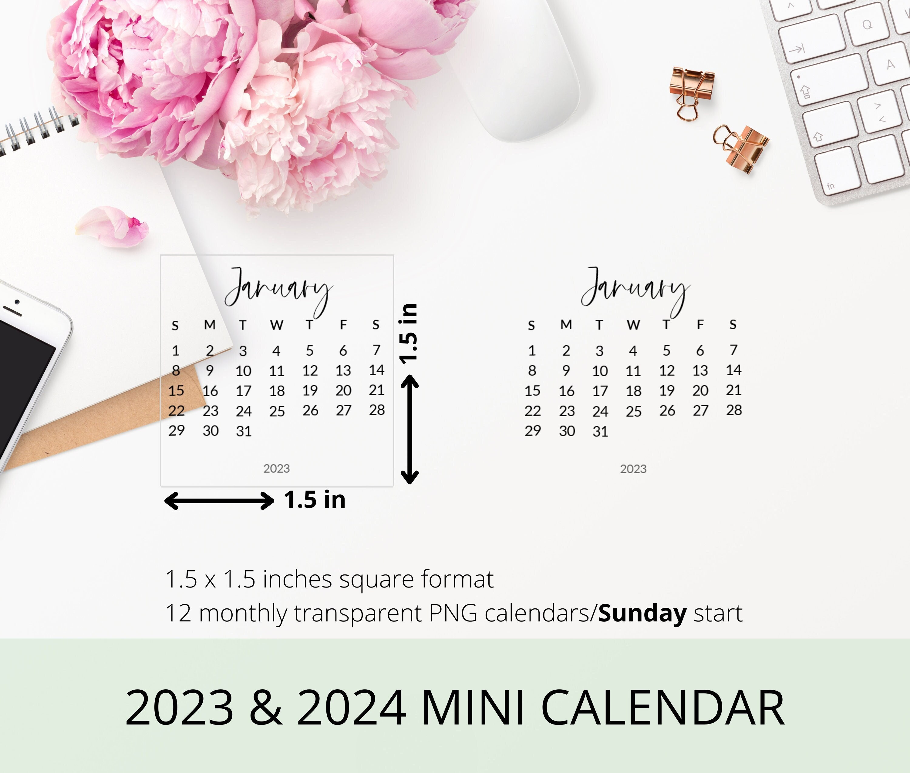 Mini planner completo Pink Plum Lily - Mini agendas permanentes +