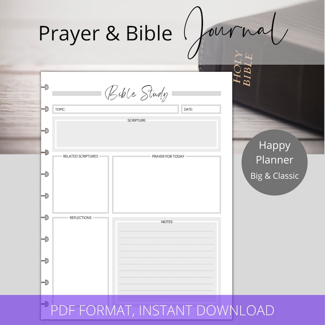Prayer Journal Printable Inserts for Happy Planner Users | Prayer Journal Inserts for Bible ...
