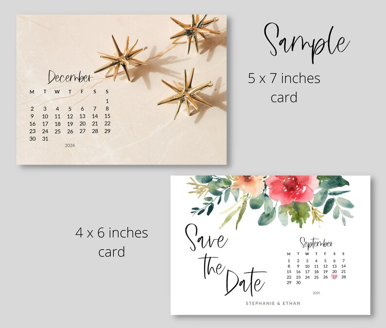 2024 & 2025 Monthly Mini PNG Calendar, Digital Sticker Calendar