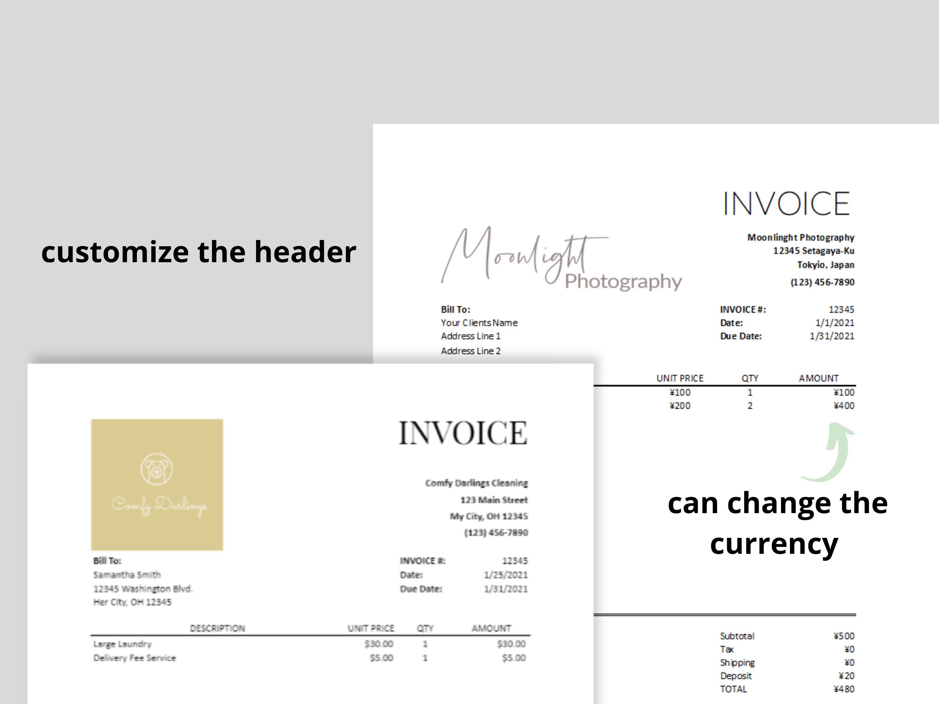 invoice template google sheets template printable etsy
