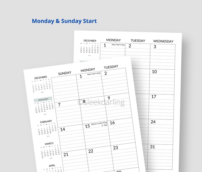 20242025 Monthly Planner Printable, Lined 2page Spread, at a Glance