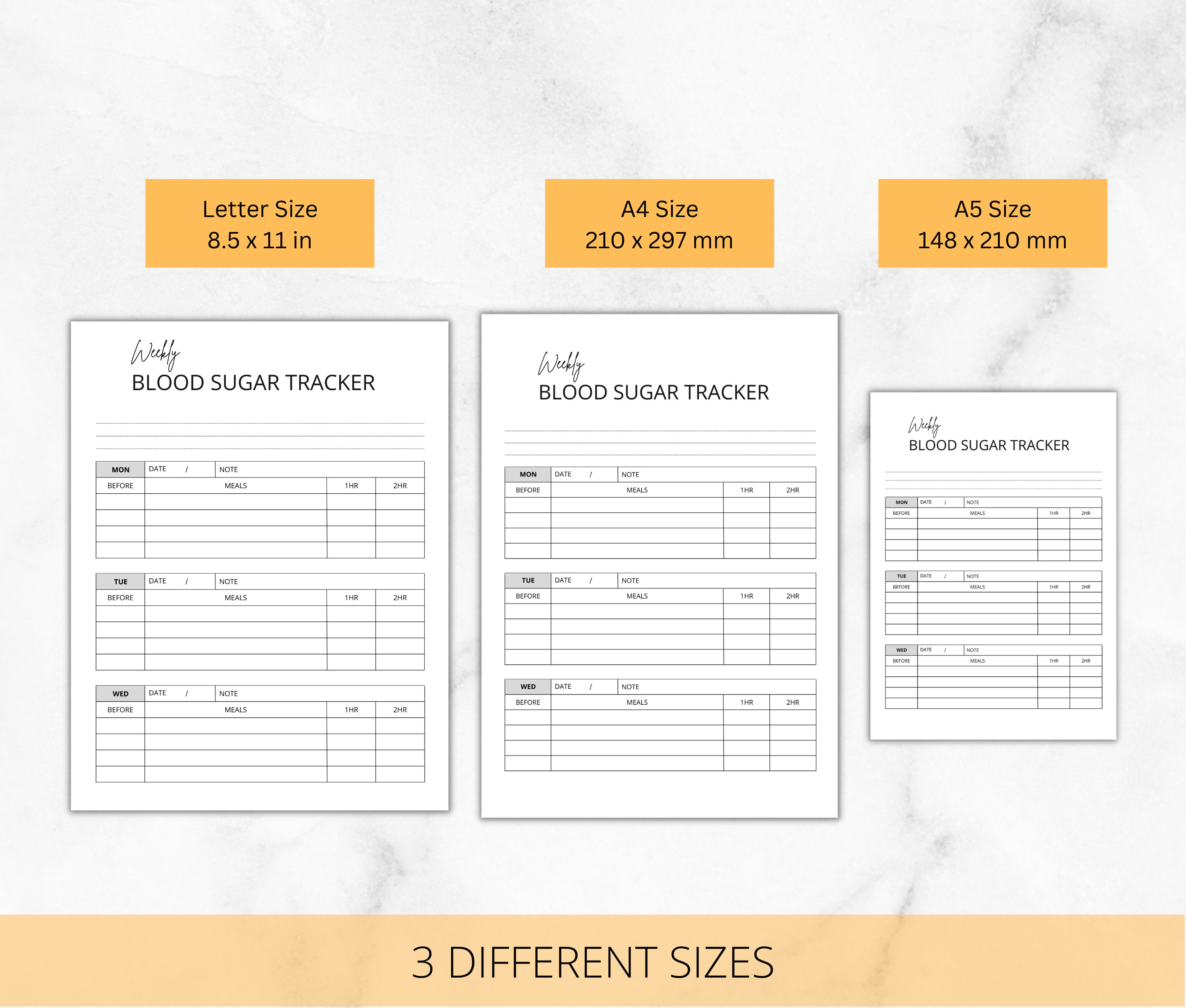 Weekly Blood Sugar Tracker | Diabetes Log (PDF) - Etsy