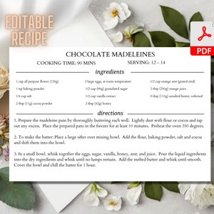 Plantilla de tarjeta de receta Editable Tarjeta de receta moderna simple Tarjeta de receta imprimible Impresión en 4x6