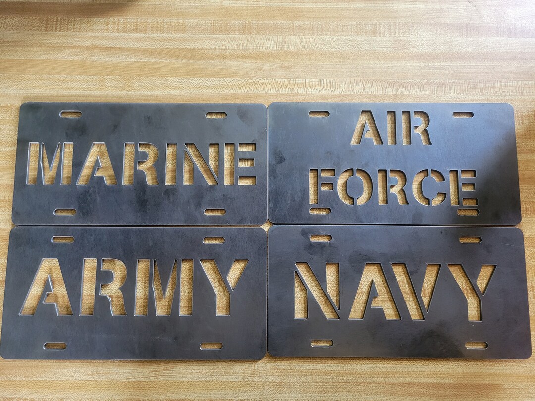 Military Front License Plate DXF Plasma CNC Air Force Army Marines Navy