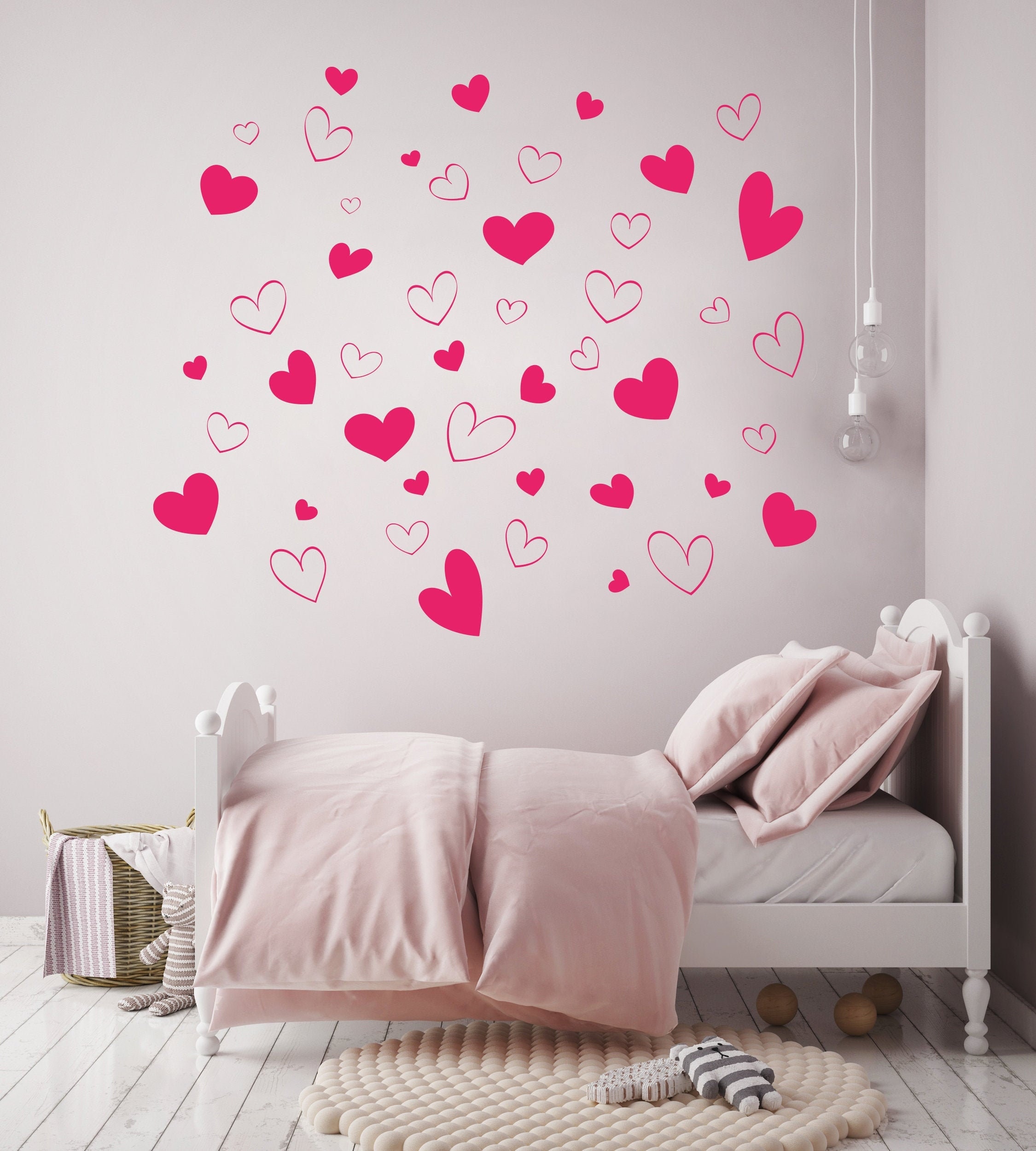 Hearts Set Vinyl Decal Heart Wall Decal Hearts Hand Drawr Etsy