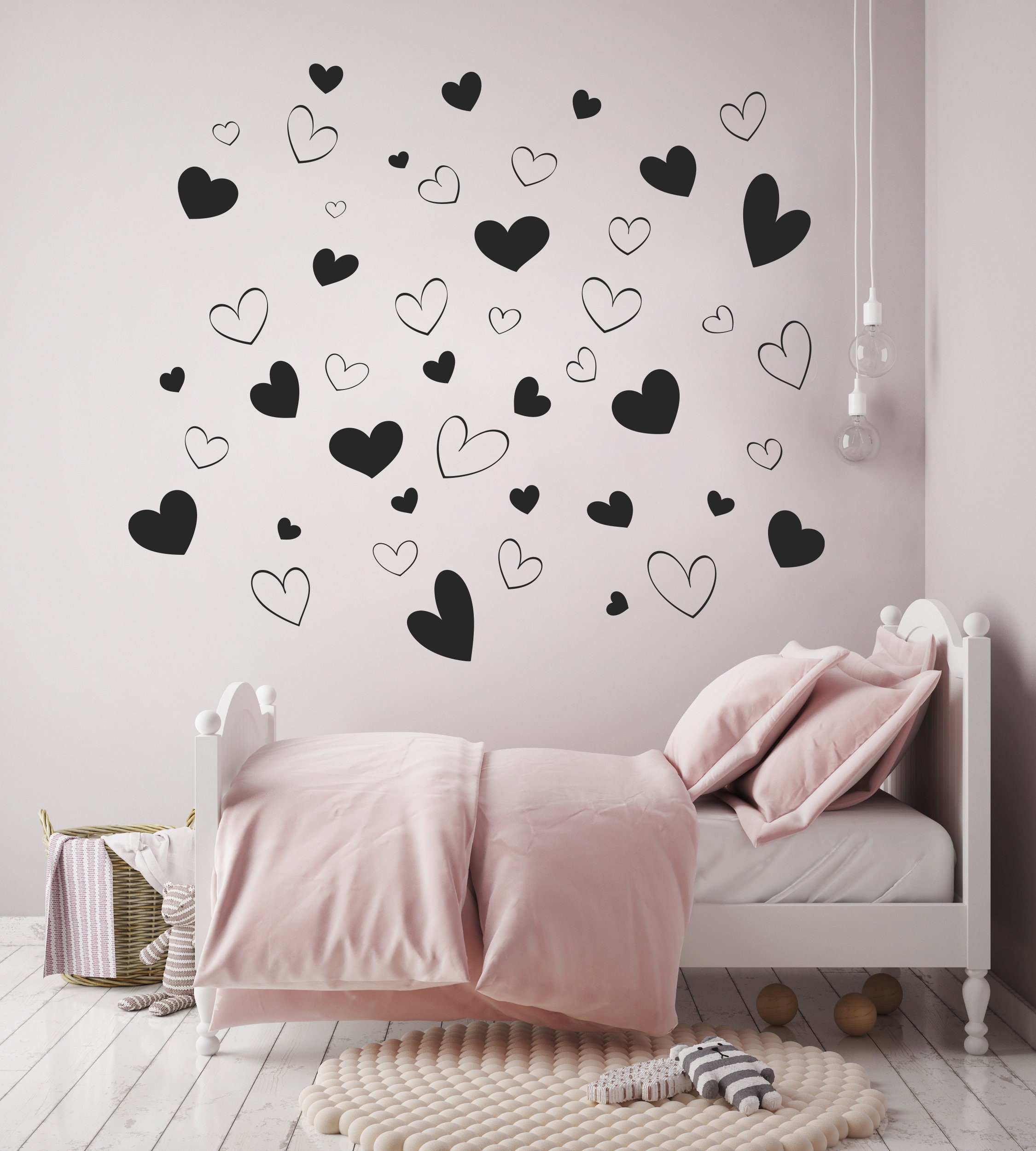 Hearts Set Vinyl Decal Heart Wall Decal Hearts Hand Drawr Etsy