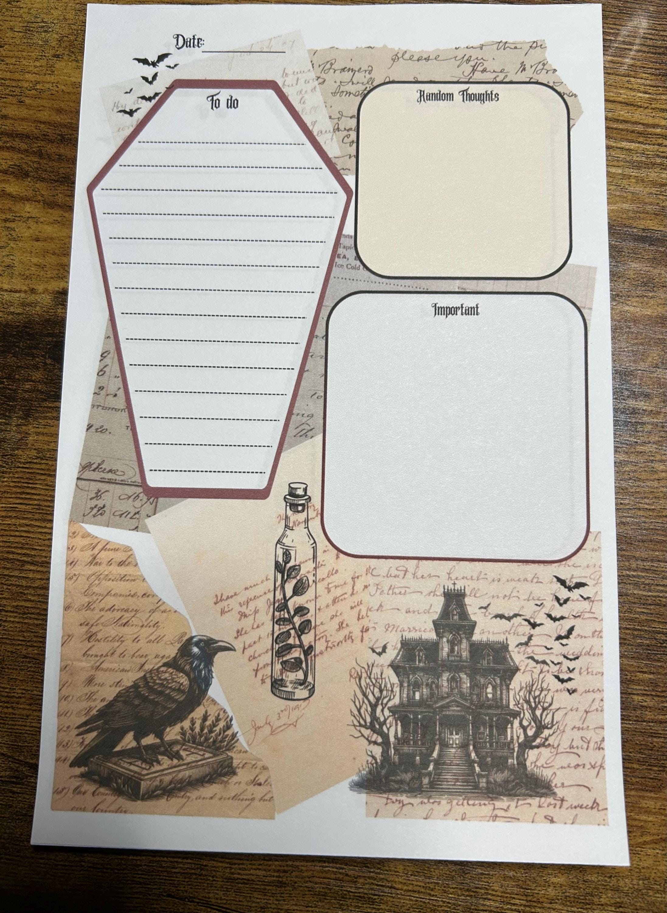 Notepad Template Goth Simple Gothic Daily Notepad, Dark Aesthetic Daily Notepad, Creepy Cute Daily ...