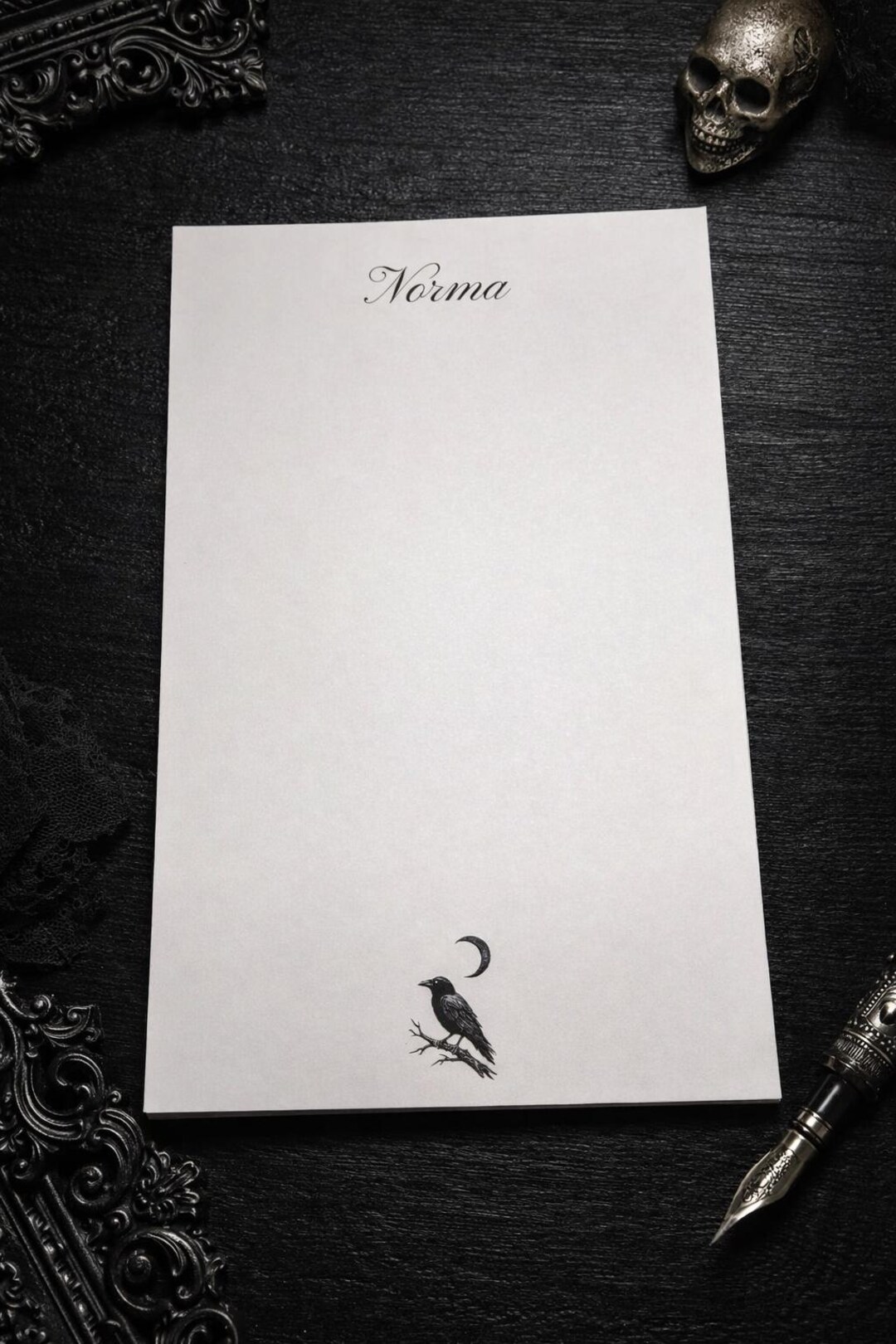 Personalized Dark Notepad | Custom Name Stationery | Gothic Desk ...