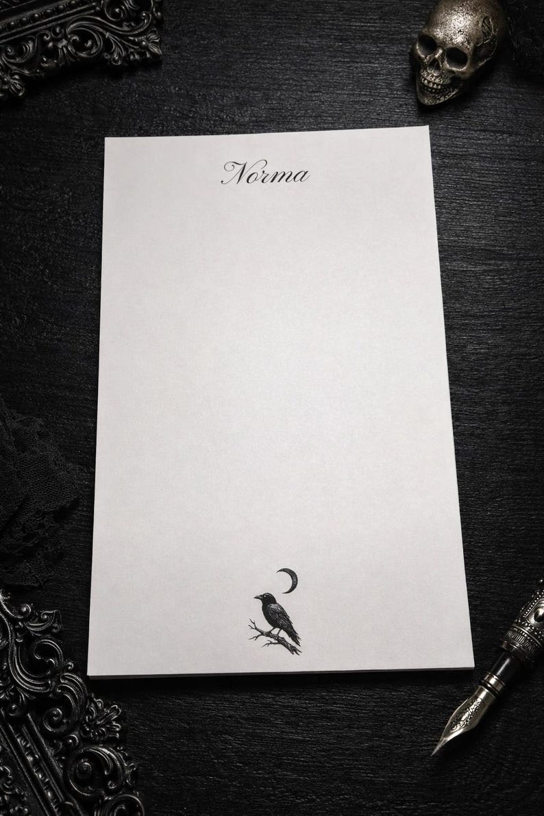 Goth Notepad Personalized Dark Notepad | Custom Name Stationery | Gothic Desk ...