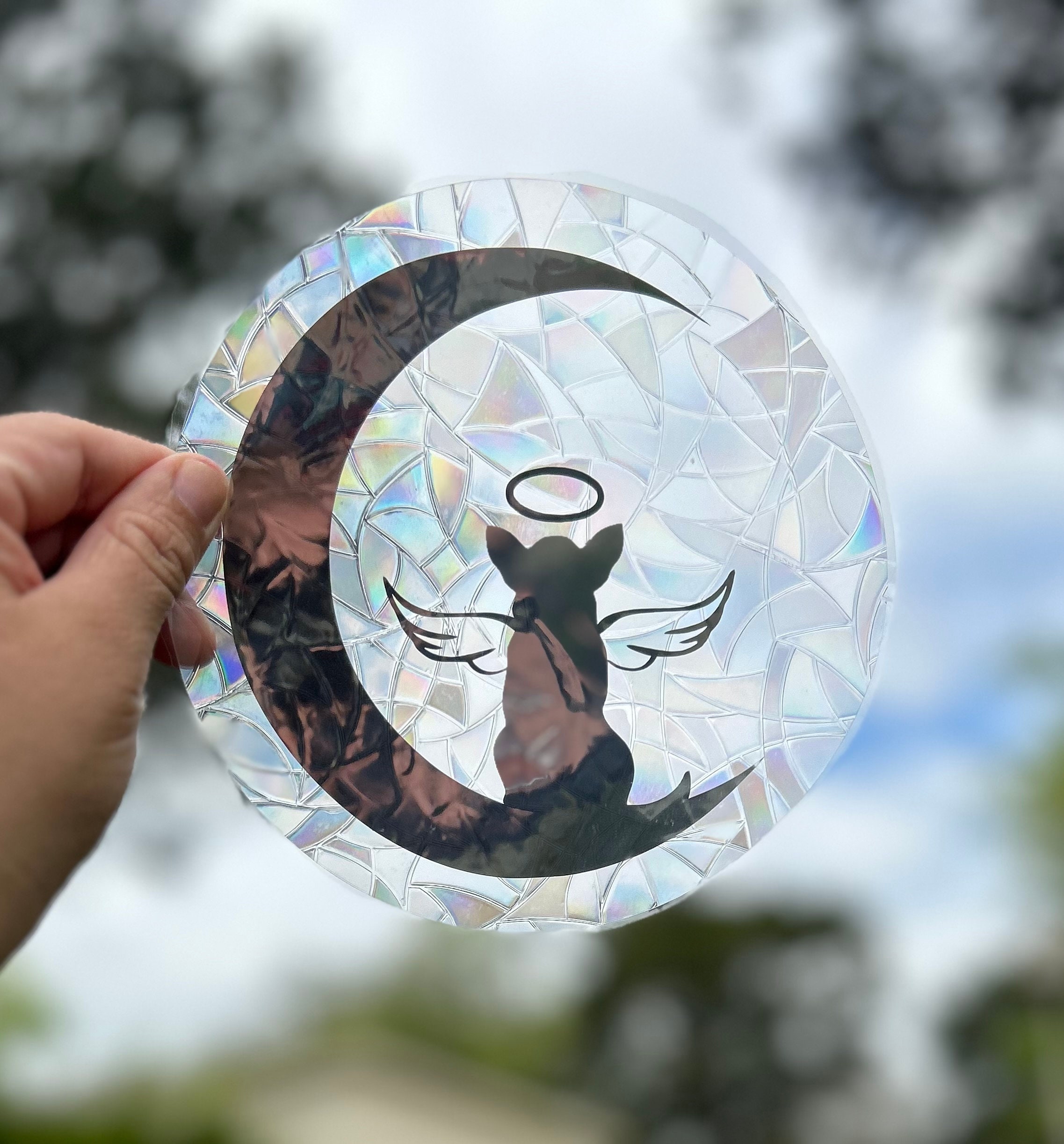 Dog Memorial Suncatcher Decal, Canine Remembrance, Rainbow Bridge, Dog Memorial window cling, dog window cling