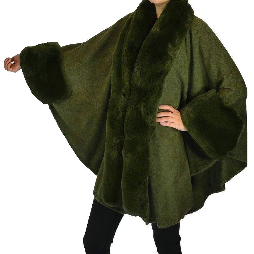 Women's Winter Fall Spring Faux fur Cape Wrap poncho shawl plus L XL 1X 2X  3X 4X