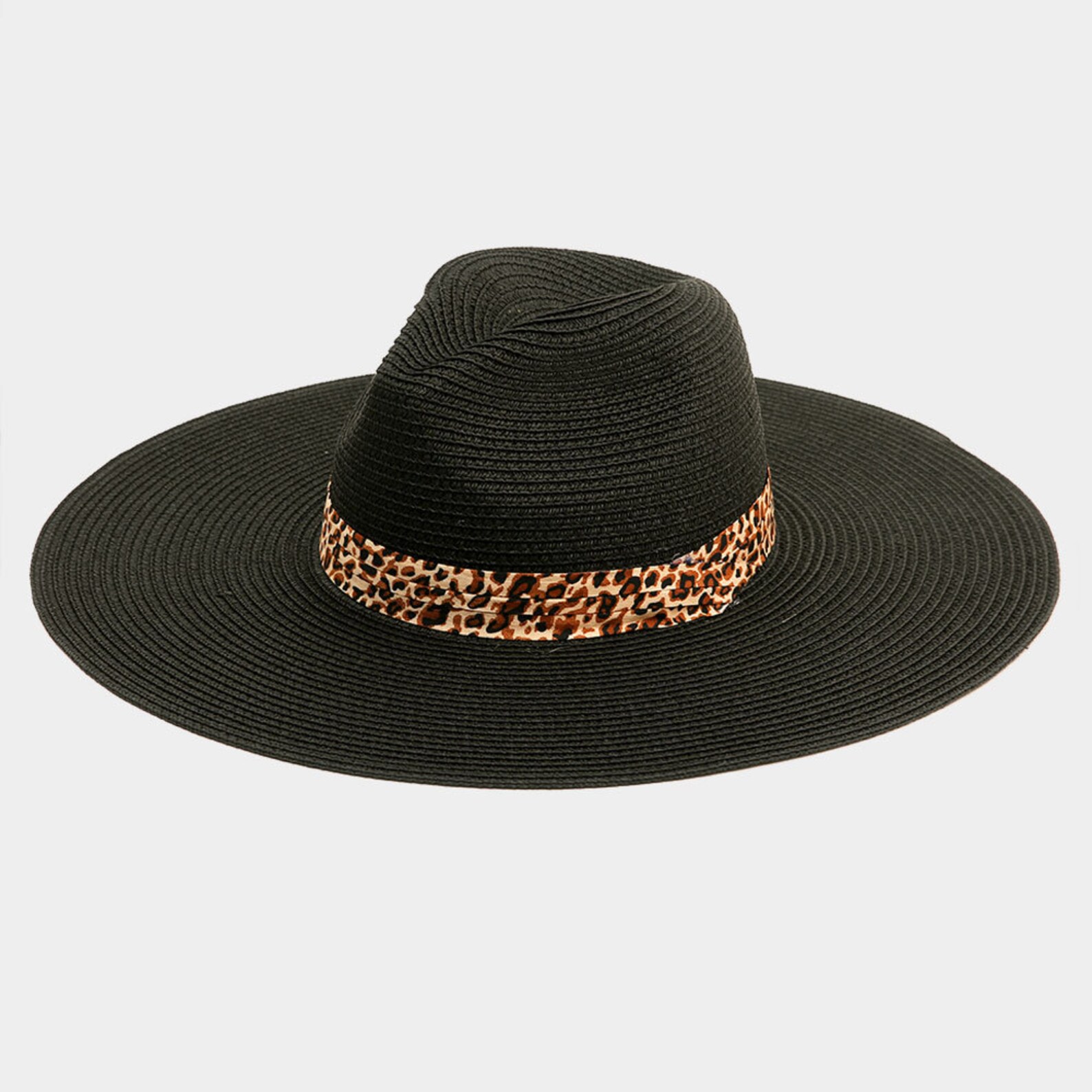 Leopard Print Band Straw Sun Hat Etsy