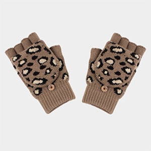Leopard Print Fingerless Gloves - One Size Fits All Winter Gloves