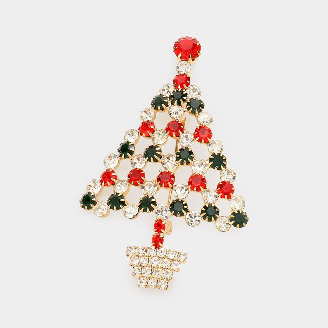 Crystal Christmas Tree Pin Brooch Etsy