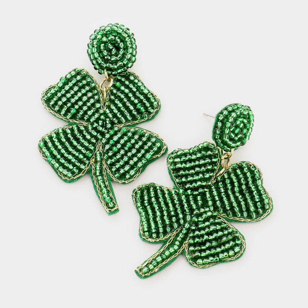 Felt Back Seed Bead ST Patrick's Day Clover Dangle - Etsy