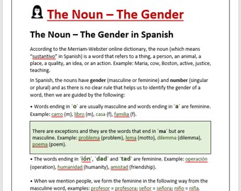 Spanish Nouns & Gender