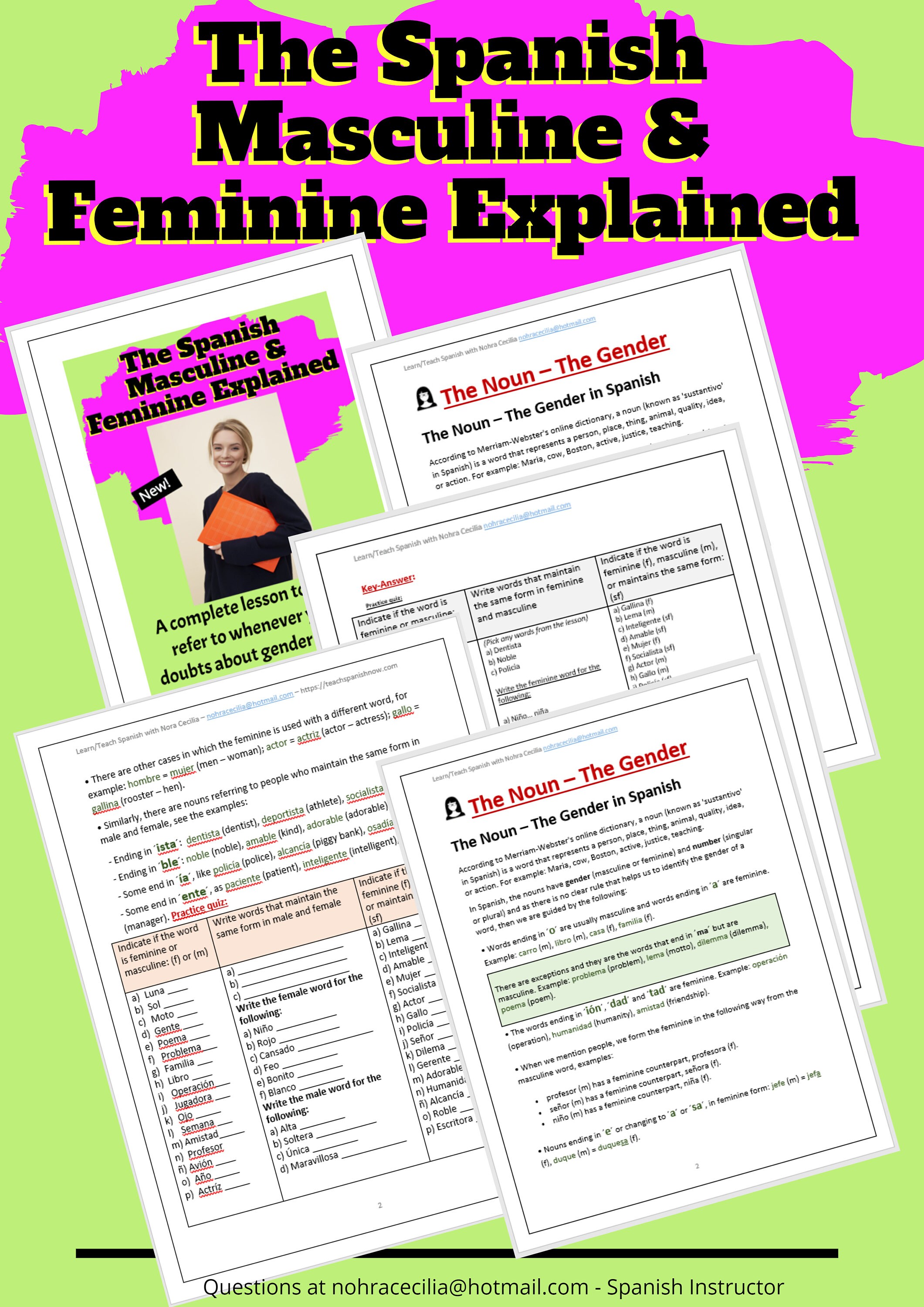 The Spanish Masculine & Feminine Explained Etsy