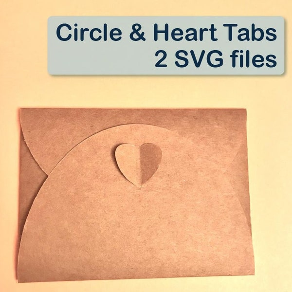 Downloadable Cut File 3x4" Heart & Circle Tab Envelope for cricut SVG