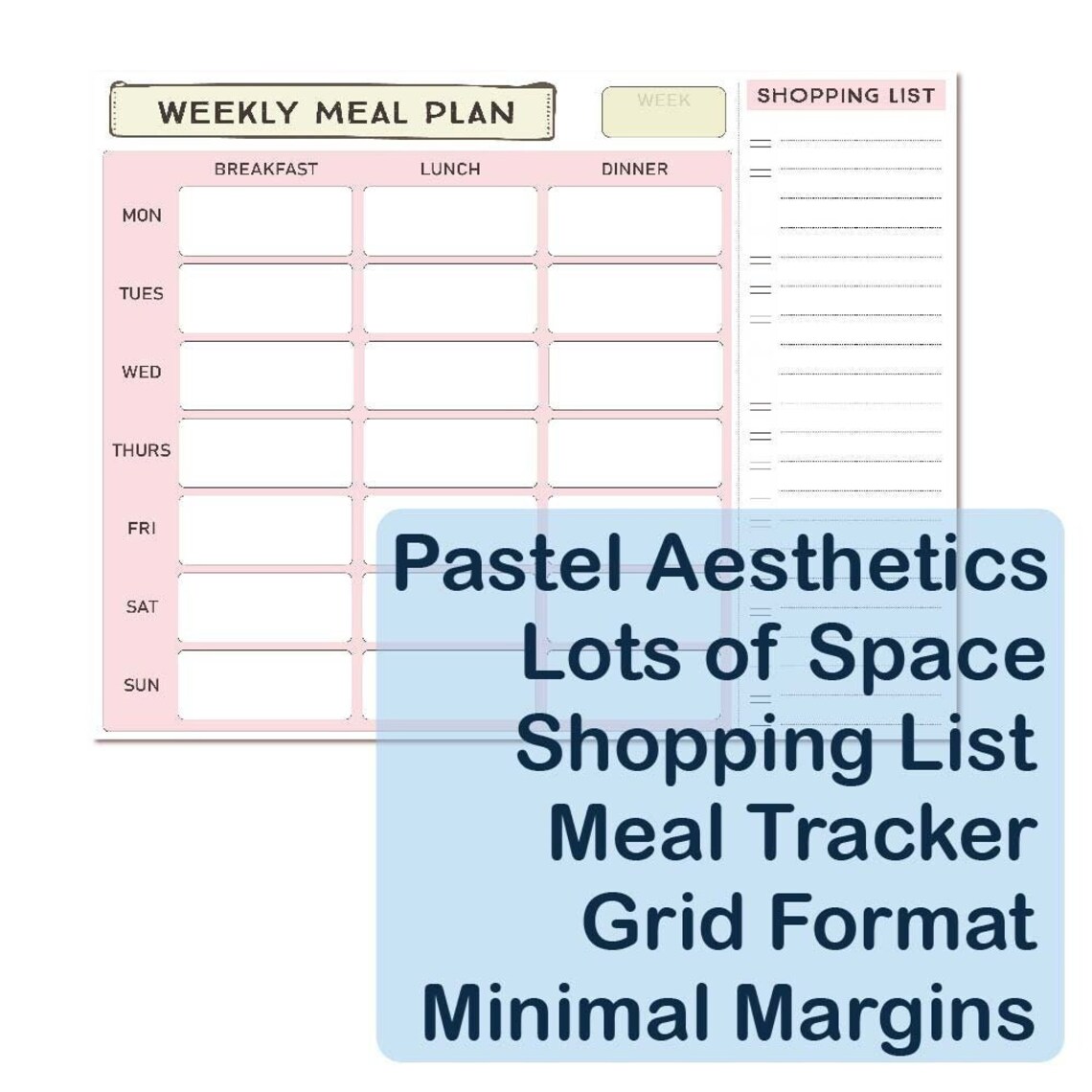 Meal Planner Meal Planner Printable Meal Planner for Wall Etsy