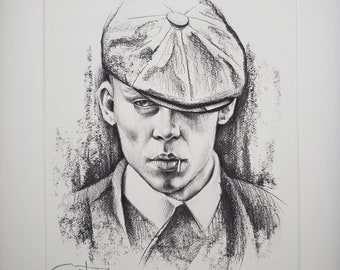 Print Portrait Peaky Blinders | A4| High-end French paper 310 g/m2 | Digital printing of a drawing made in graphite pencil