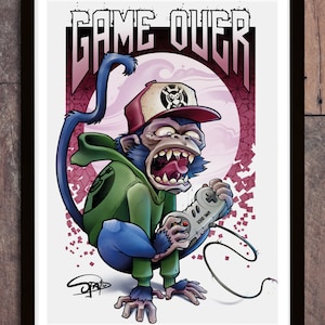 Monkey Game Over | Poster Animal poster| Poster gamer | Poster Geek
