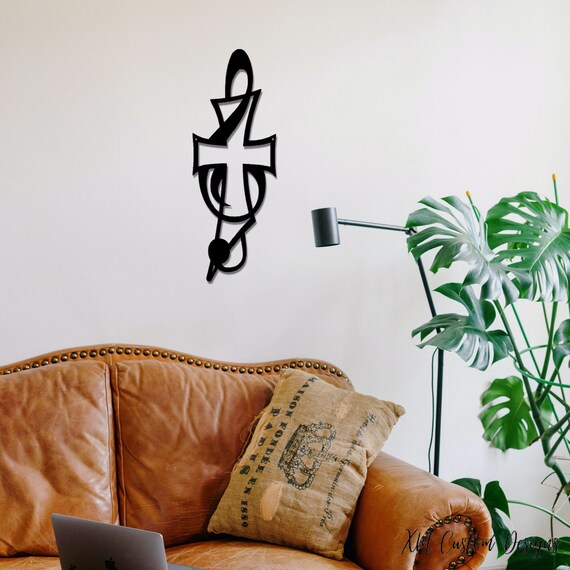 Treble Clef Metal Art Metal Cross Wall Decor Religious Wall | Etsy